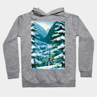 View of a Snowy Tundra Valley from a Low Hill Hoodie